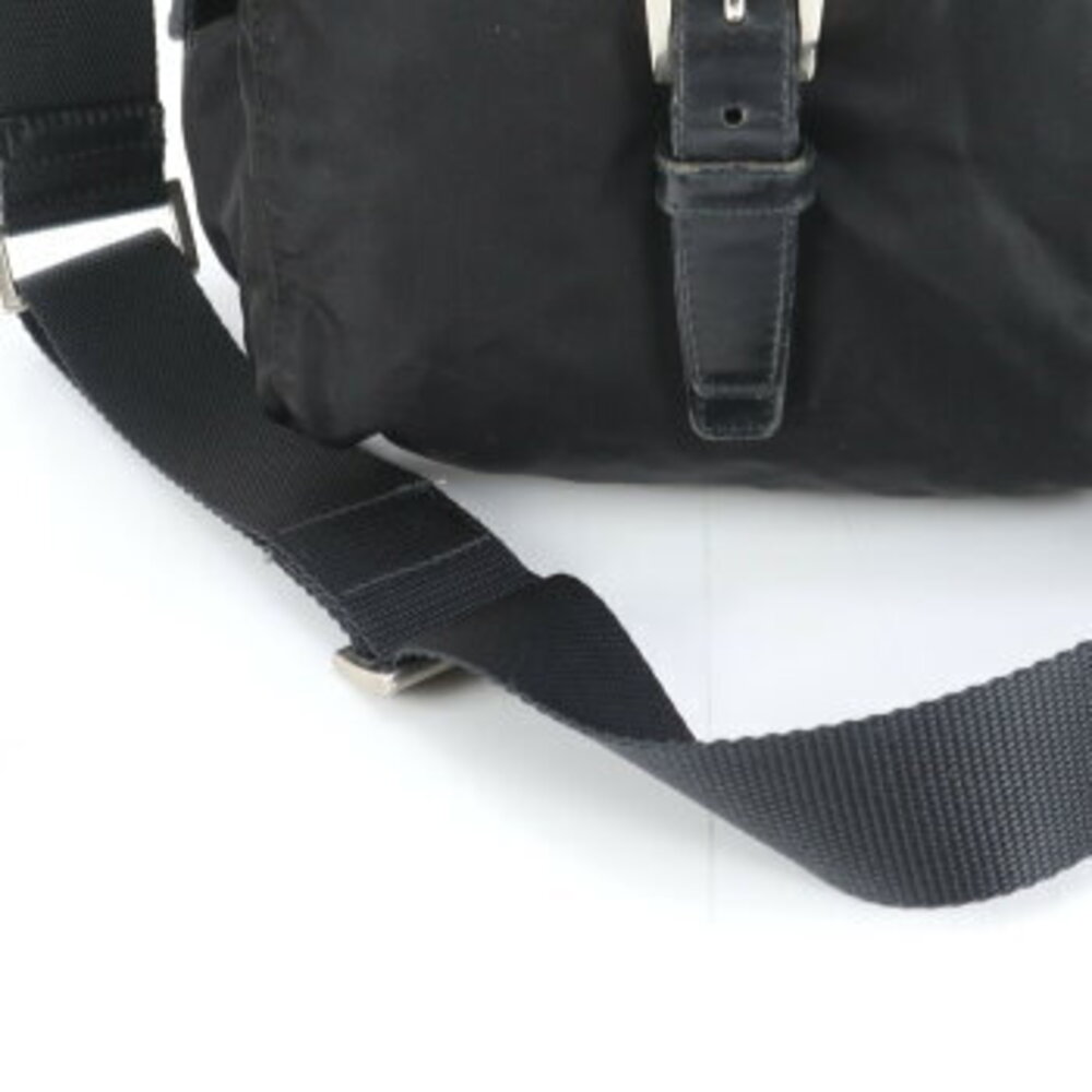 Prada Messenger Triangle Logo Leather Tessuto Black Business Shoulder Bag